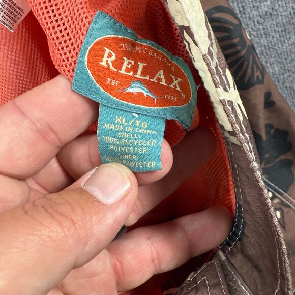 Tommy Bahama Relax Swim Shorts Men's XL Brown Floral Allover Lined Drawstring - Picture 7 of 10